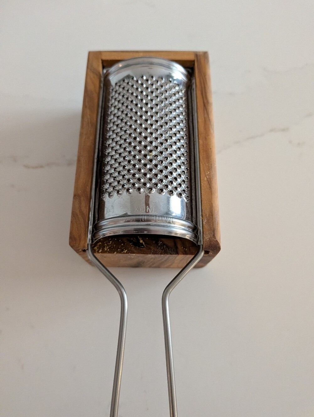 Stainless Steel Handheld Purchased In Florence IGrater with Wood Base - Brown
